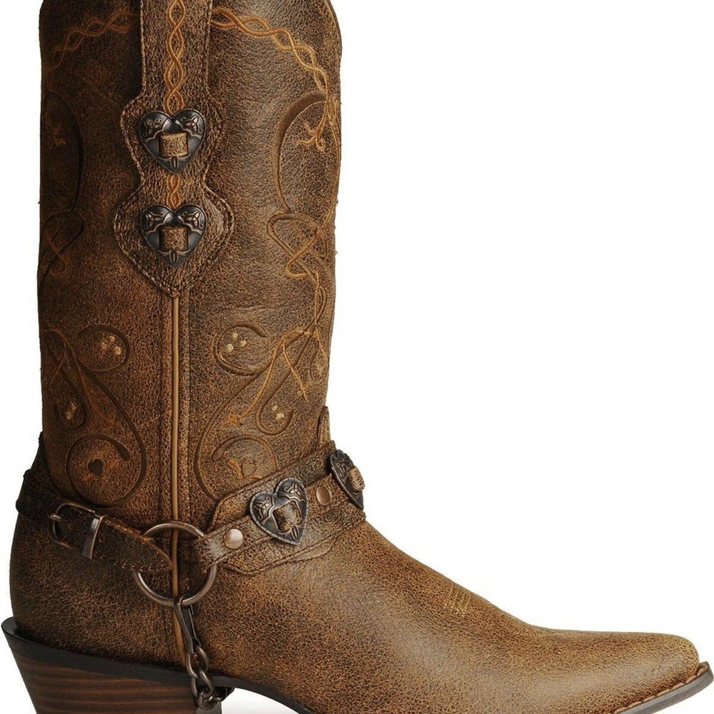 Durango Brown Heeled Boots with Heart Accents